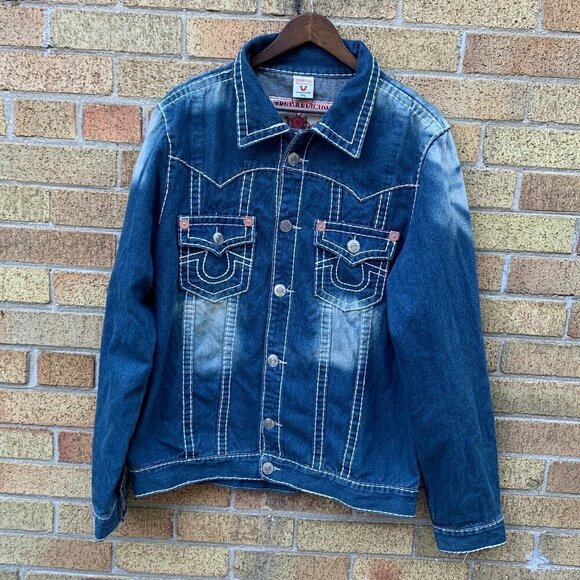 Vintage True Religion Jean Jacket XXXL JOEY SUPER T Blue - Picture 1 of 5